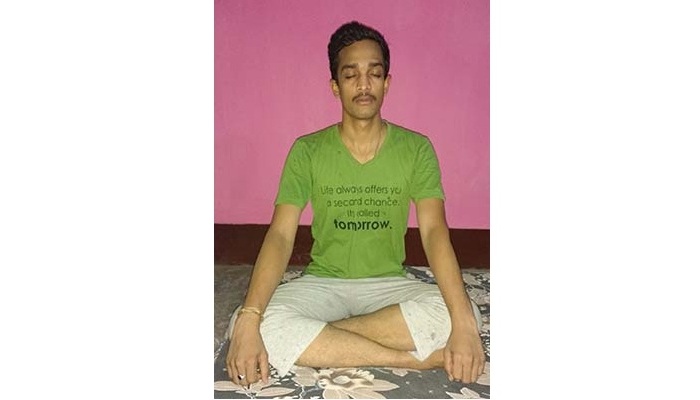 Relaxing: Hemant in a meditative mode