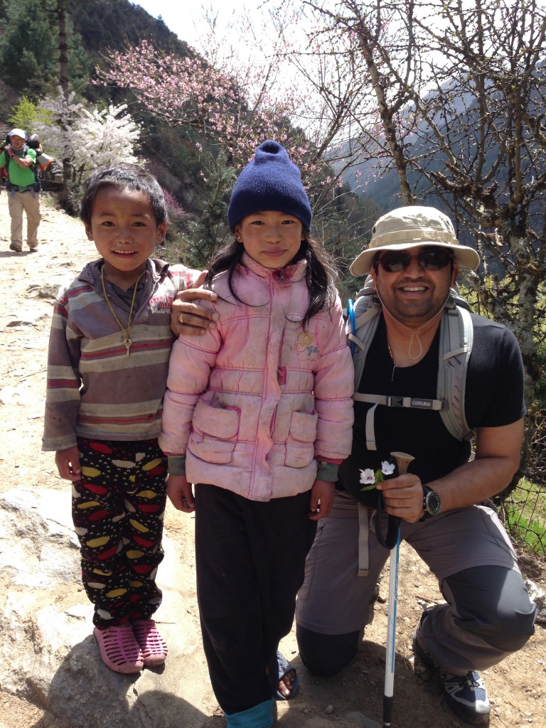 Dhawal with the local kids at Phakding-way back from EBC