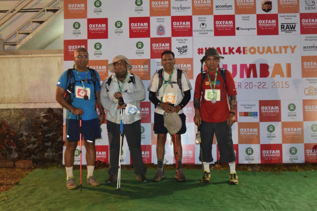 Anurag with his 3 schoolmates after completing the 100 km Oxfam Trailwalk in Nov 2015.