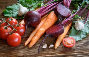 carrots, beetroots and tomatoes